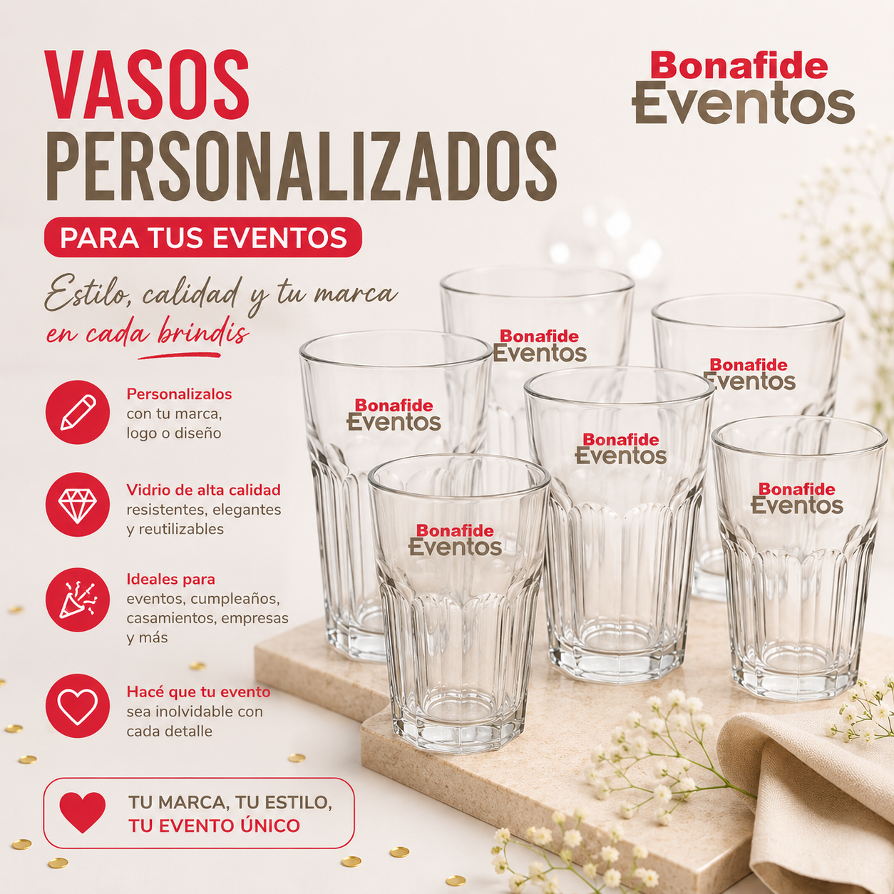 Vasos de Vidrio Personalizados